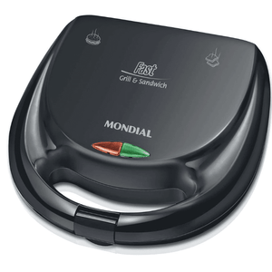 Sanduicheira Fast Grill e Sandwich Mondial S-12 com 750W de Potência - Preta