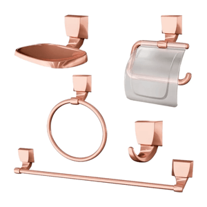 Kit Banheiro Acessórios Attic Quadra 2000 F24 C/5Pçs Rose Gold Lorenzetti